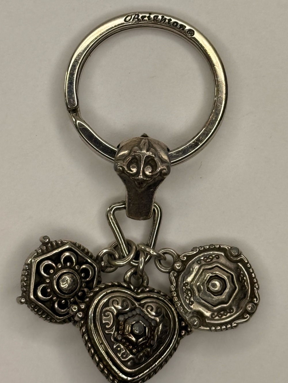 Brighton Silver-Tone Filigree Heart & Medallion Keyring